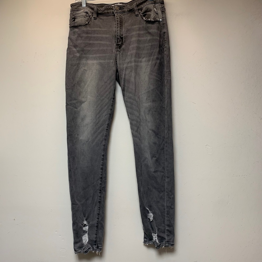 Kancan Skinny Jeans Womens 13/30 Grey Excellent Distressed High Rise KC7266GD